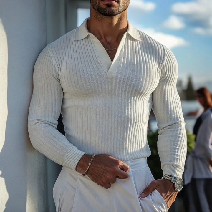 Mattia Soft Cotton Muscle Fit Sweater - Stile Elegante per Uomo