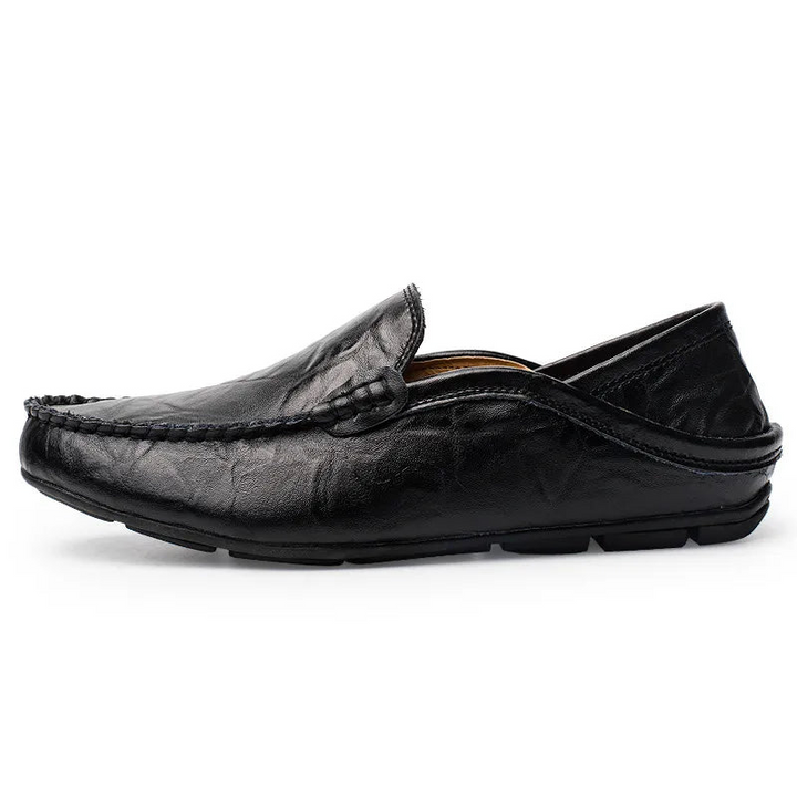 Mocassini Uomo Eleganti in Pelle Mustard Slip-On con Dettagli Cuciti a Mano