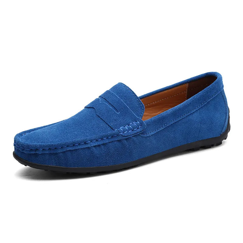 Mocassini Uomo Eleganti in Suede Blu - Design Slip-on Estivo Comfortabile 0