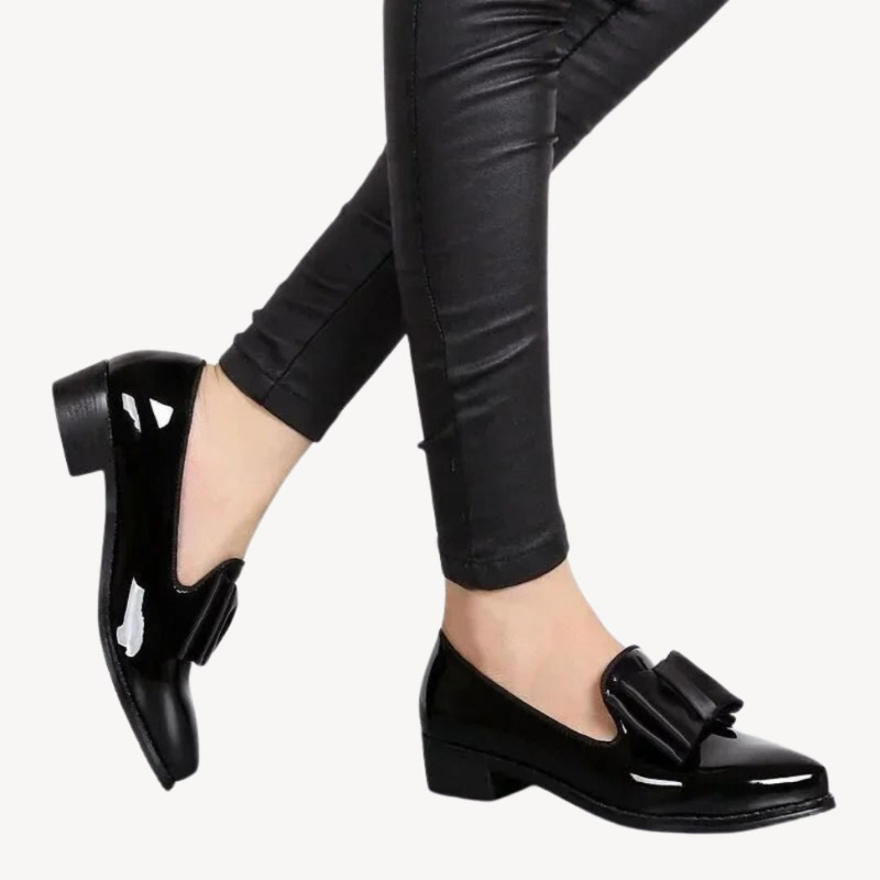 Mocassini da Donna in Pelle con Fiocco – Eleganti Scarpe Senza Lacci