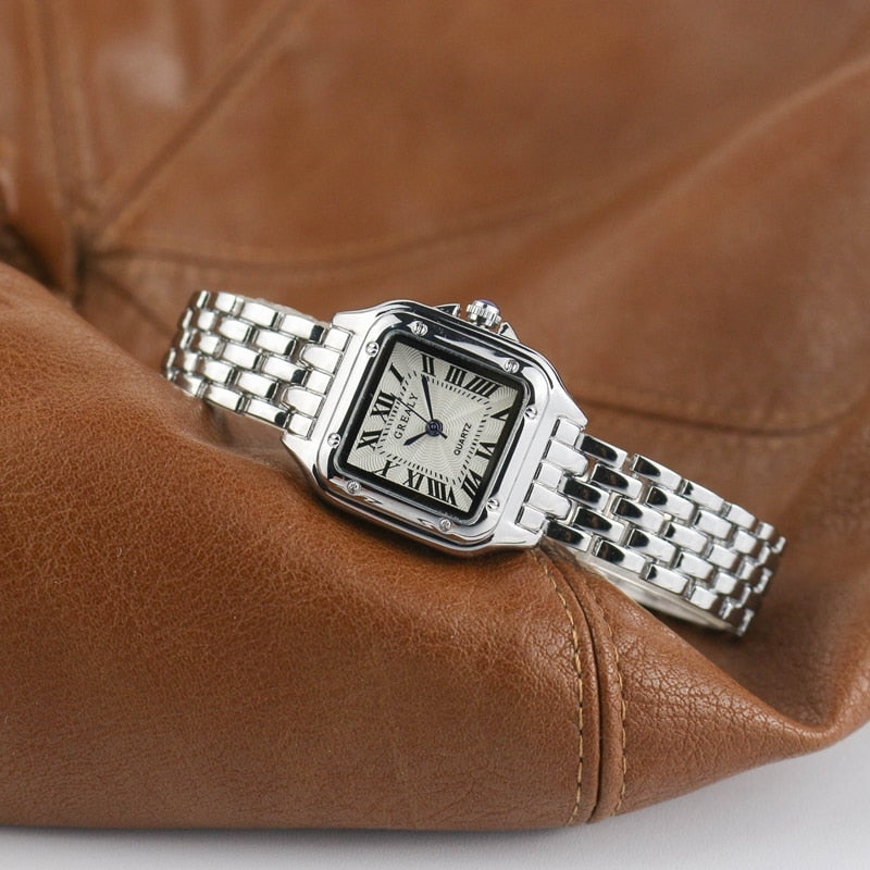 Orologio da Uomo Elegante Quadrato con Bracciale in Acciaio, Movimento al Quarzo, Design Moderno 2