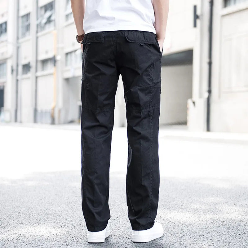 Herren Cargo-Hosen mit mehreren Taschen und verstellbarem elastischem Bund