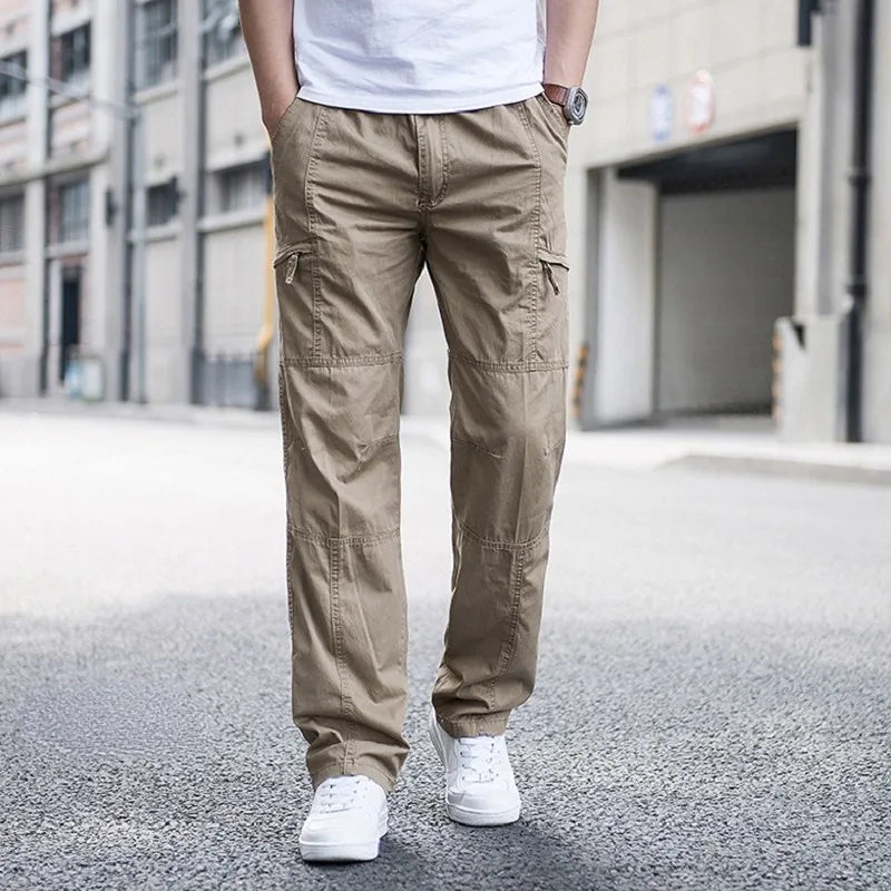 Herren Cargo-Hosen mit mehreren Taschen und verstellbarem elastischem Bund