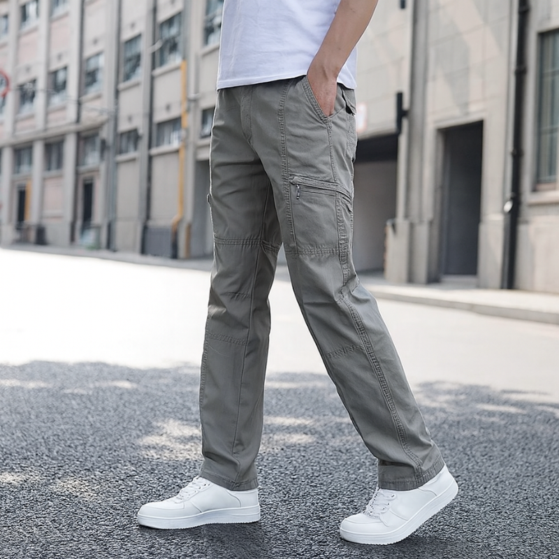 Herren Cargo-Hosen mit mehreren Taschen und verstellbarem elastischem Bund