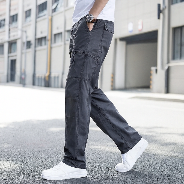 Herren Cargo-Hosen mit mehreren Taschen und verstellbarem elastischem Bund