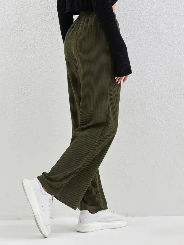 Pantaloni Donna in Corduroy Casual con Vestibilità Relaxed