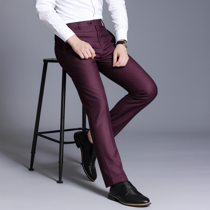 Slim Fit Herrenhose mit verstellbarem Gürtel und Seitentaschen