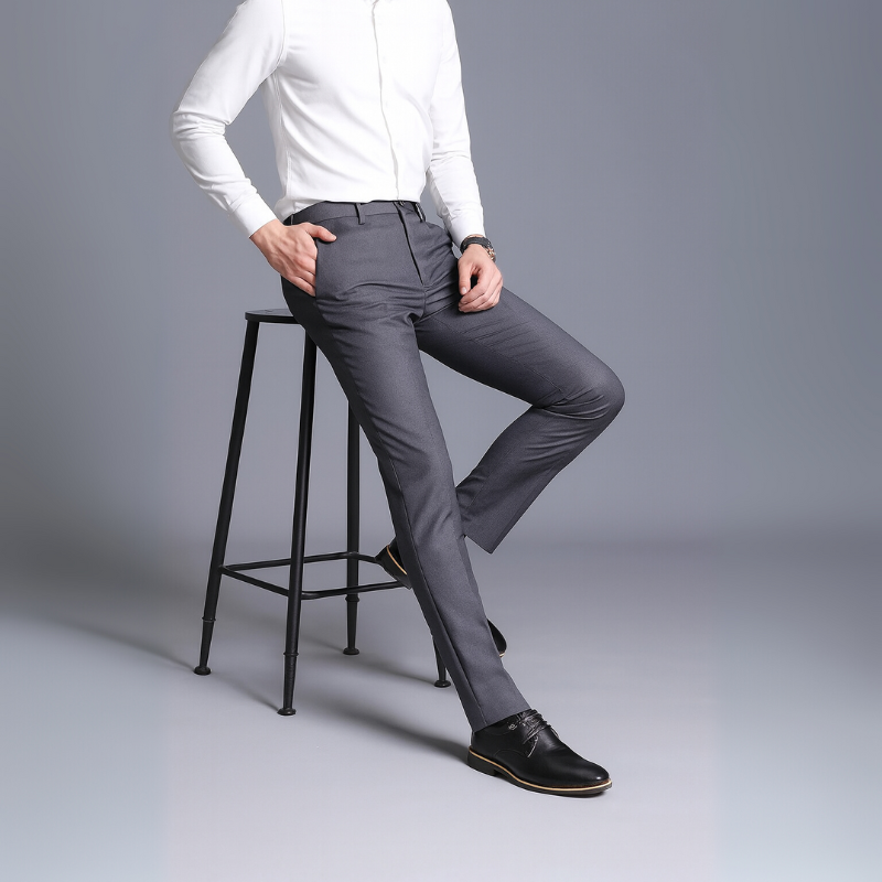 Slim Fit Herrenhose mit verstellbarem Gürtel und Seitentaschen