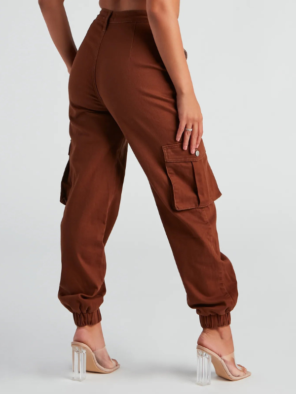 Pantaloni Jogger Cargo da Donna con Tasche e Polsini Elasticizzati