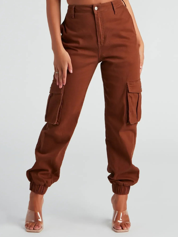 Pantaloni Jogger Cargo da Donna con Tasche e Polsini Elasticizzati