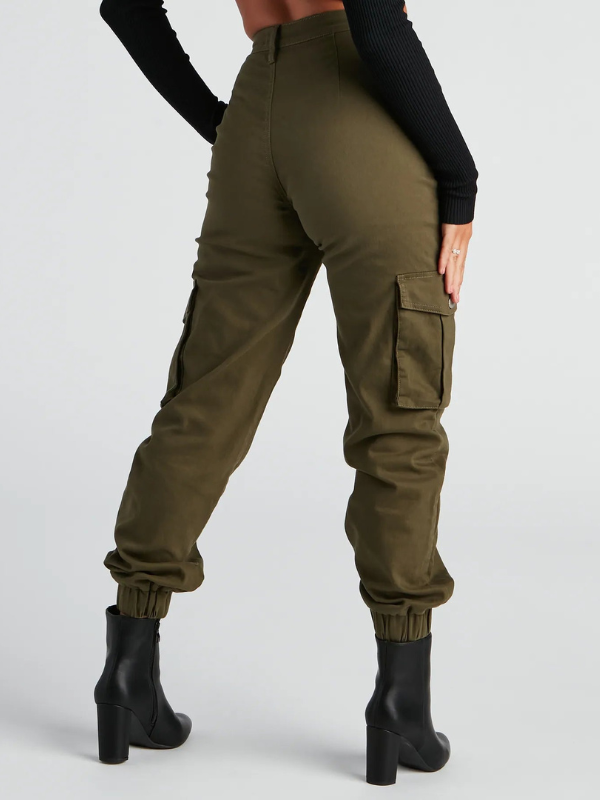 Pantaloni Jogger Cargo da Donna con Tasche e Polsini Elasticizzati