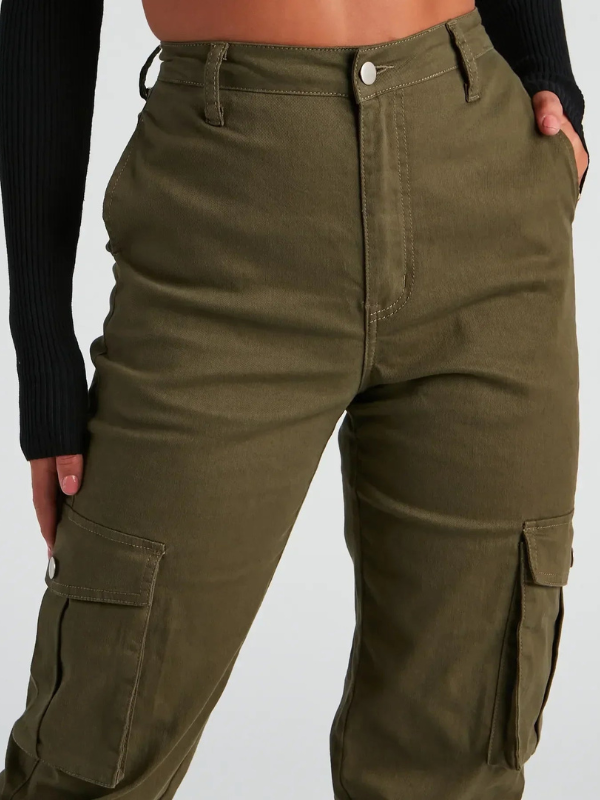 Pantaloni Jogger Cargo da Donna con Tasche e Polsini Elasticizzati