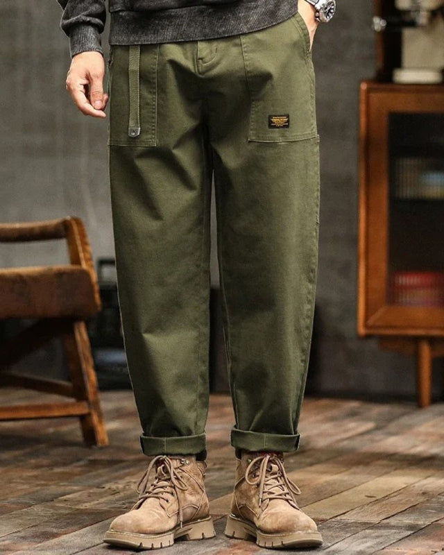Pantaloni Cargo Uomo Classici con Tasche Laterali e Finitura Vintage – Comfort e Stile per Ogni Occasione 0
