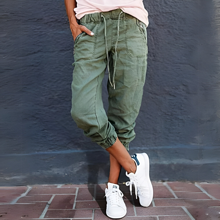 Pantaloni Cargo da Donna Eleganti con Ampie Tasche e Vestibilità Alla Moda