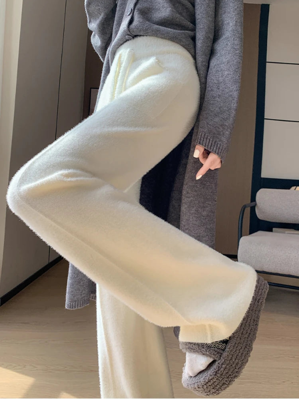 Damen-Lounge-Hosen mit weitem Bein und verstellbarem Kordelzug