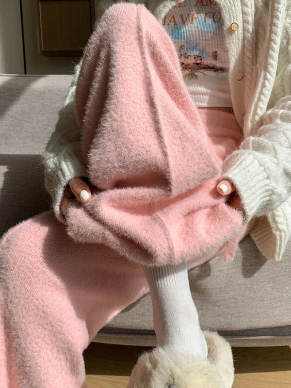Damen-Lounge-Hosen mit weitem Bein und verstellbarem Kordelzug