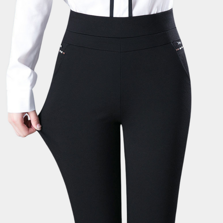 Elegante schwarze Stretch-Hosen für Damen mit hoher Taille für jeden Anlass