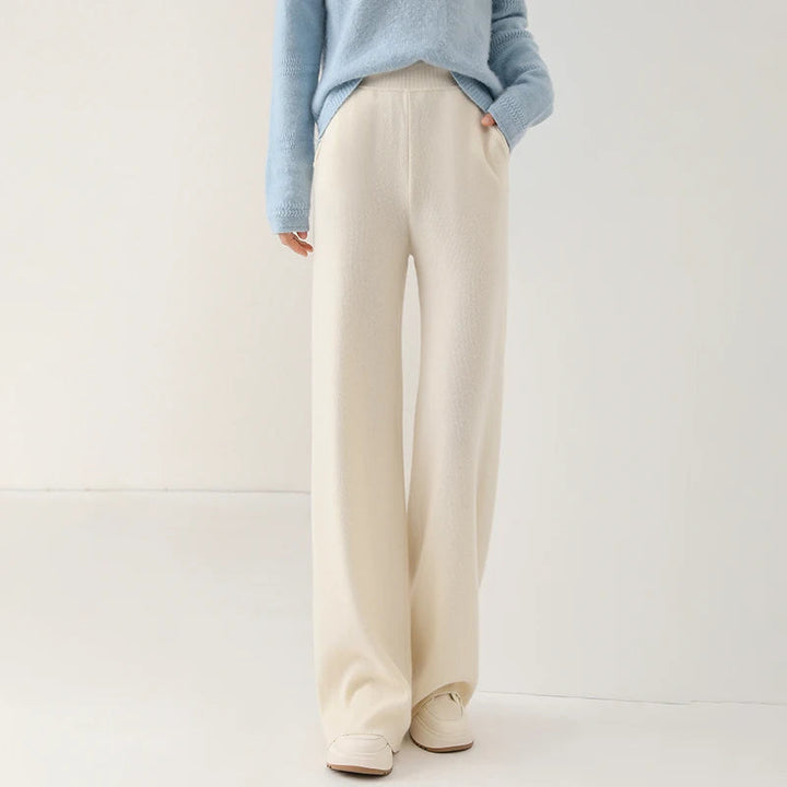 Pantaloni Donna in Lana Merino Eleganti con Gamba Larga e Vestibilità Confortevole 10