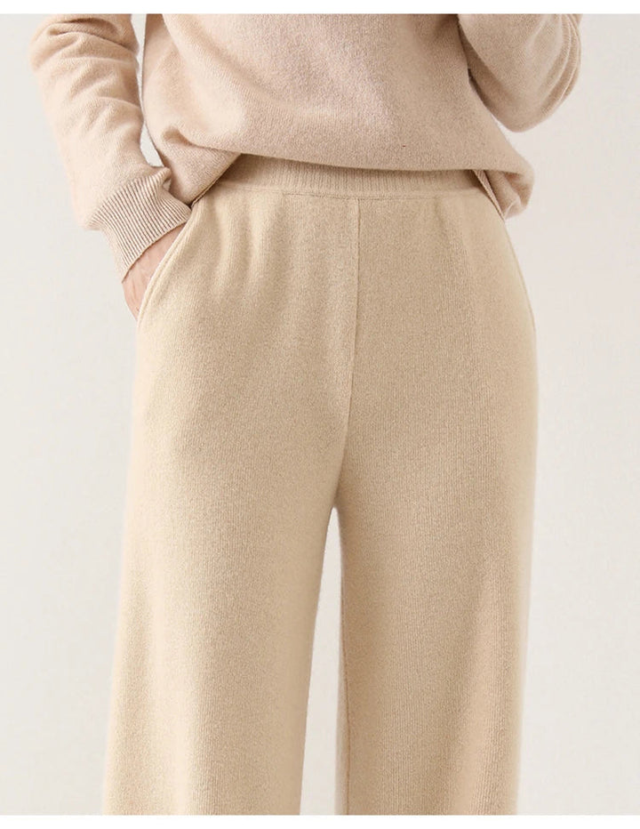 Pantaloni Donna in Lana Merino Eleganti con Gamba Larga e Vestibilità Confortevole 3