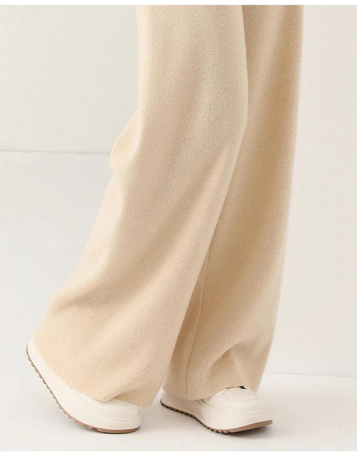 Pantaloni Donna in Lana Merino Eleganti con Gamba Larga e Vestibilità Confortevole 4