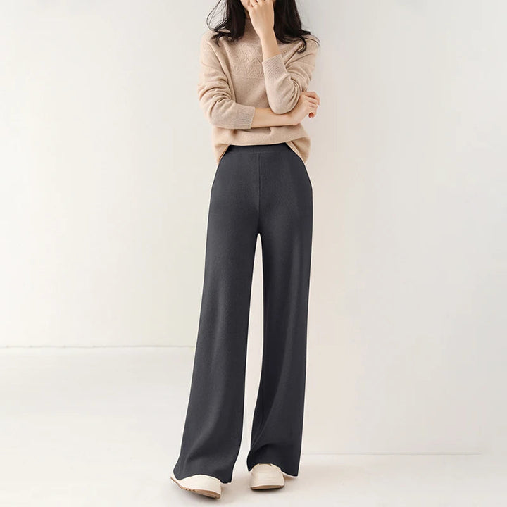 Pantaloni Donna in Lana Merino Eleganti con Gamba Larga e Vestibilità Confortevole 5