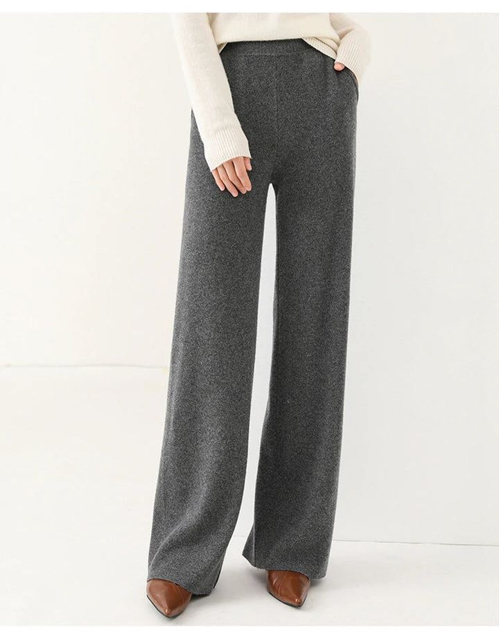 Pantaloni Donna in Lana Merino Eleganti con Gamba Larga e Vestibilità Confortevole 6