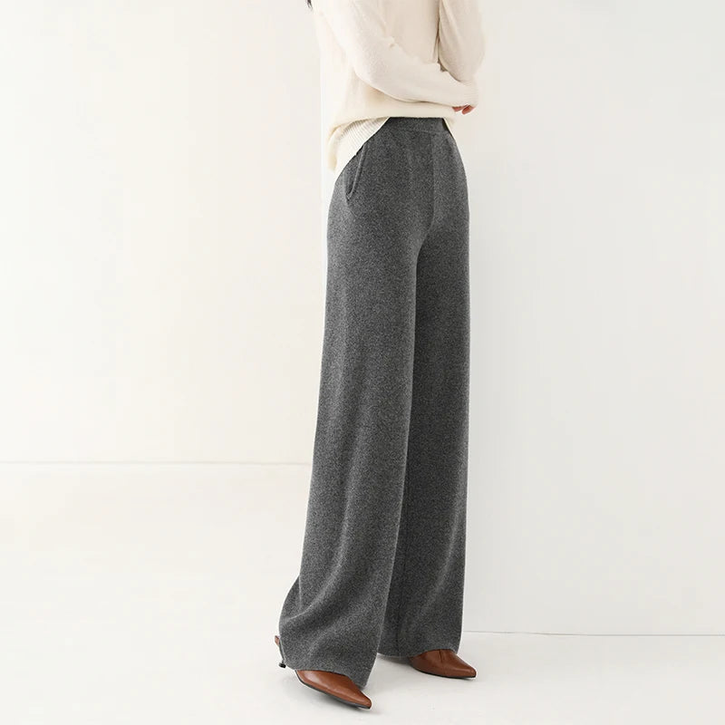 Pantaloni Donna in Lana Merino Eleganti con Gamba Larga e Vestibilità Confortevole 7