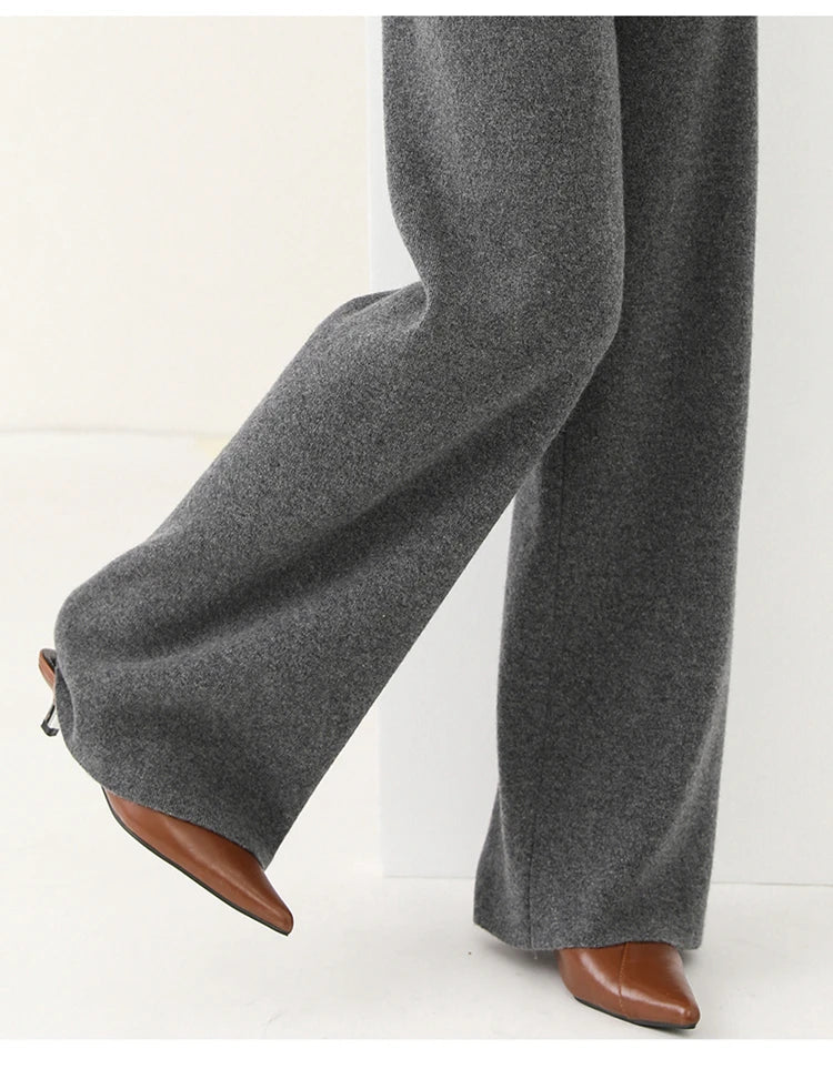Pantaloni Donna in Lana Merino Eleganti con Gamba Larga e Vestibilità Confortevole 8