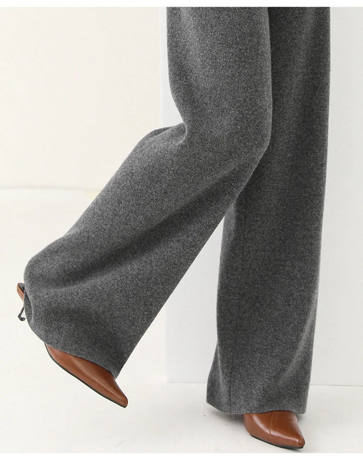 Pantaloni Donna in Lana Merino Eleganti con Gamba Larga e Vestibilità Confortevole 8