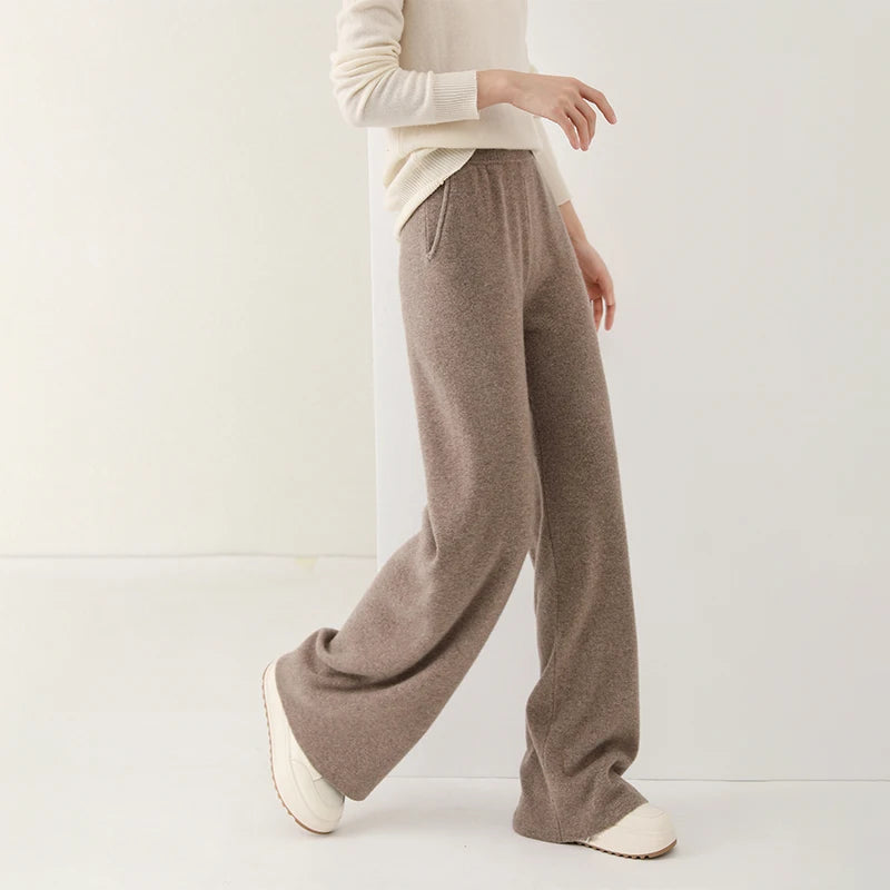 Pantaloni Donna in Lana Merino Eleganti con Gamba Larga e Vestibilità Confortevole 9