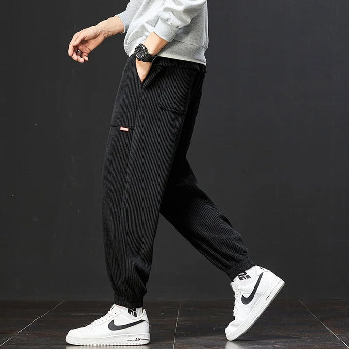 Pantaloni Tuta Uomo in Corduroy con Vita Regolabile e Tasche Profonde, Vestibilità Rilassata 5