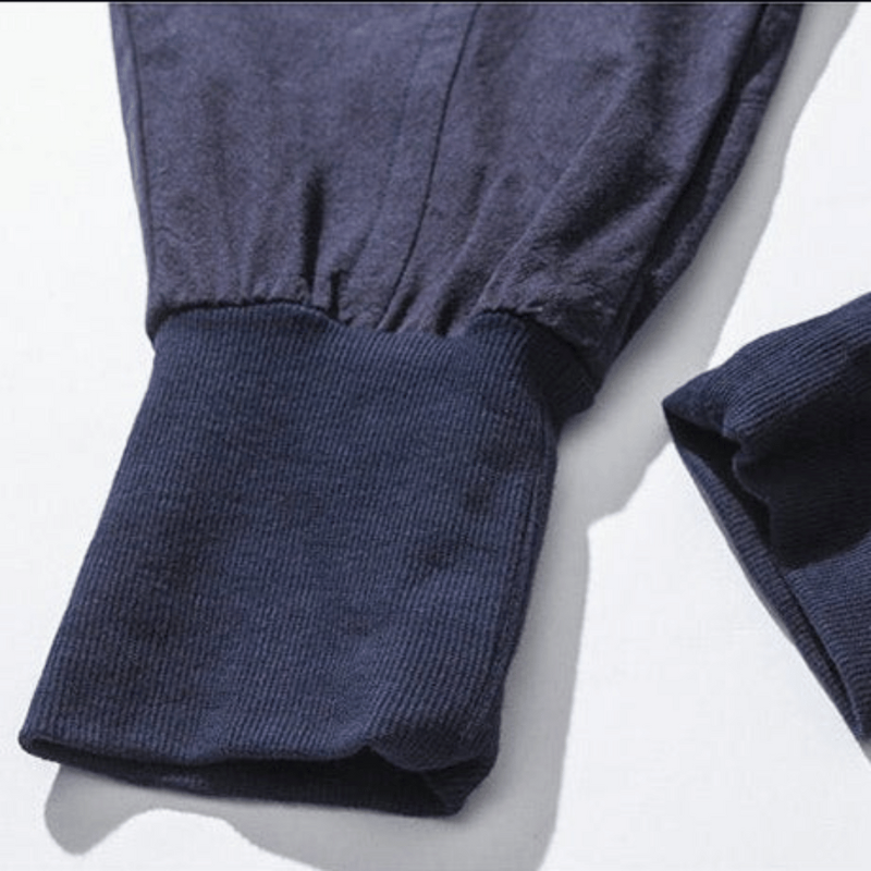 Pantaloni da Uomo Giapponesi Stile Kenji Rilassati con Cavallo Basso e Polsini Elasticizzati
