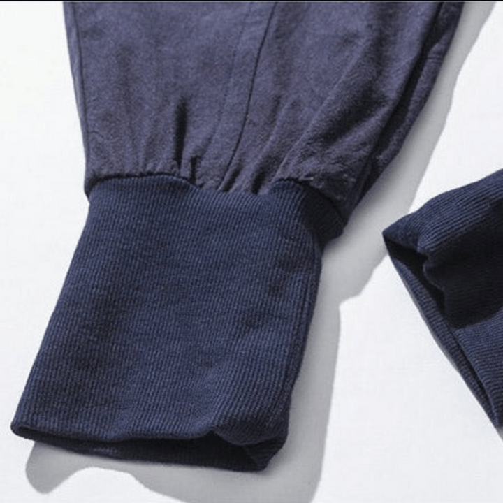 Pantaloni da Uomo Giapponesi Stile Kenji Rilassati con Cavallo Basso e Polsini Elasticizzati