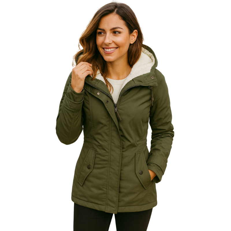 Winterparka für Damen mit Sherpa-Futter und Kapuze