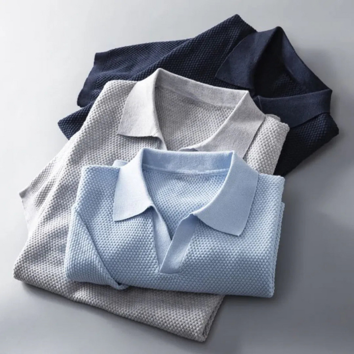 Elegantes Langarm-Polo für Herren aus peruanischer Baumwolle - Casual und formelle Poloshirts