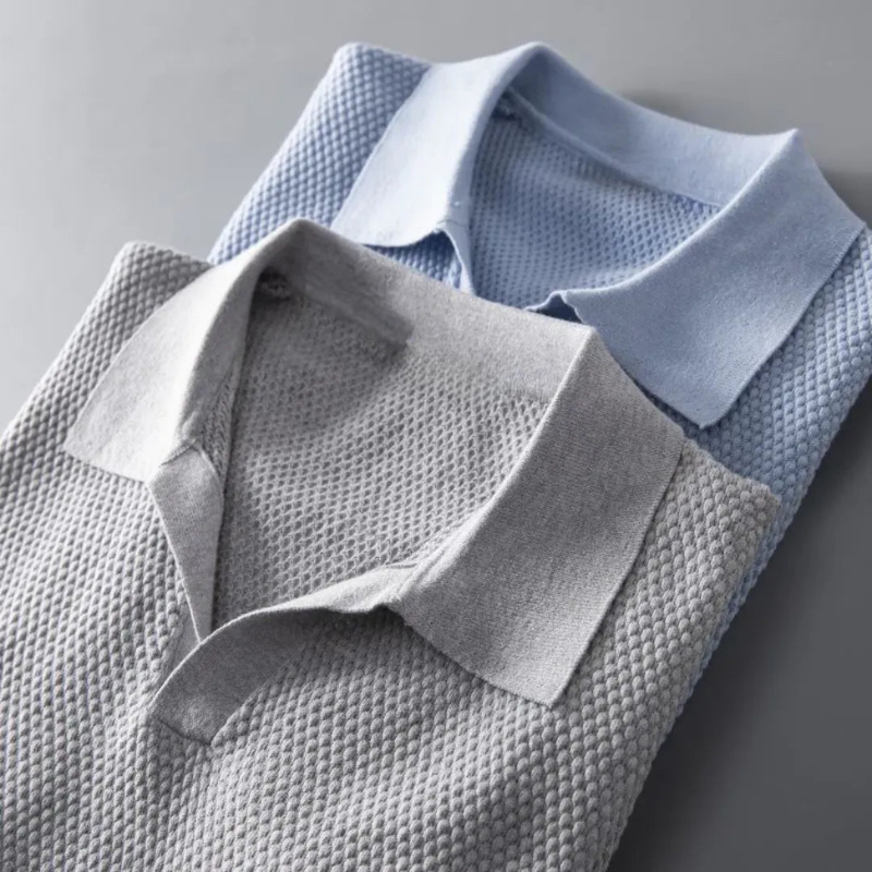 Elegantes Langarm-Polo für Herren aus peruanischer Baumwolle - Casual und formelle Poloshirts