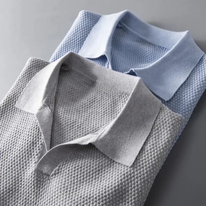 Elegantes Langarm-Polo für Herren aus peruanischer Baumwolle - Casual und formelle Poloshirts