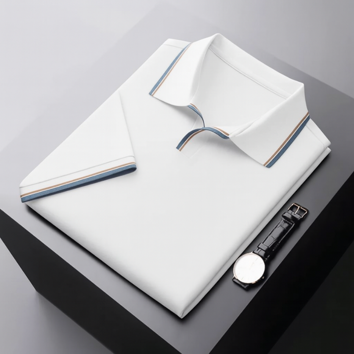 Elegantes Langarm-Polo für Herren mit kontrastierendem Kragen, lässiger und formeller Stil, erhältlich in verschiedenen Größen