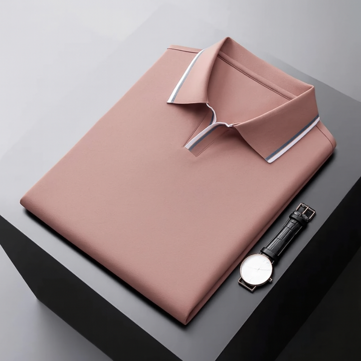 Elegantes Langarm-Polo für Herren mit kontrastierendem Kragen, lässiger und formeller Stil, erhältlich in verschiedenen Größen