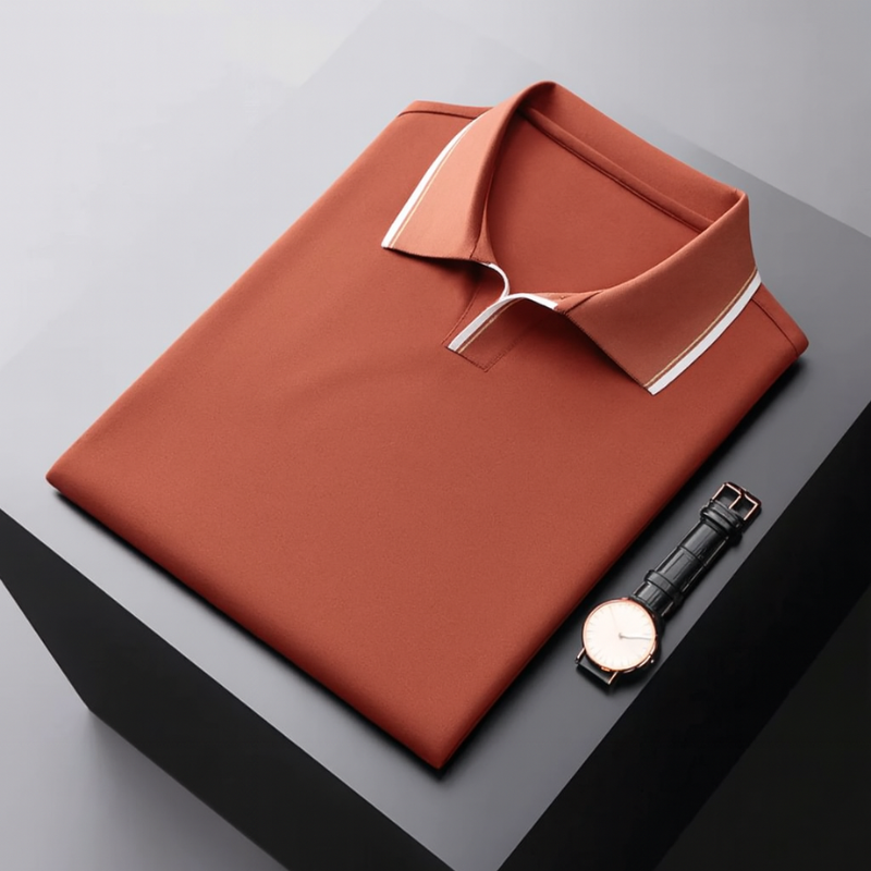 Elegantes Langarm-Polo für Herren mit kontrastierendem Kragen, lässiger und formeller Stil, erhältlich in verschiedenen Größen