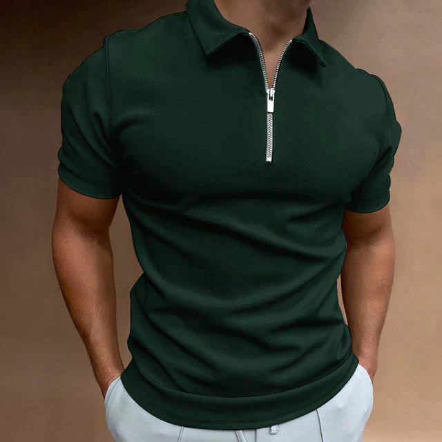 Polo Herren Kurzarm mit Reißverschluss und eleganten Details für modernen Look