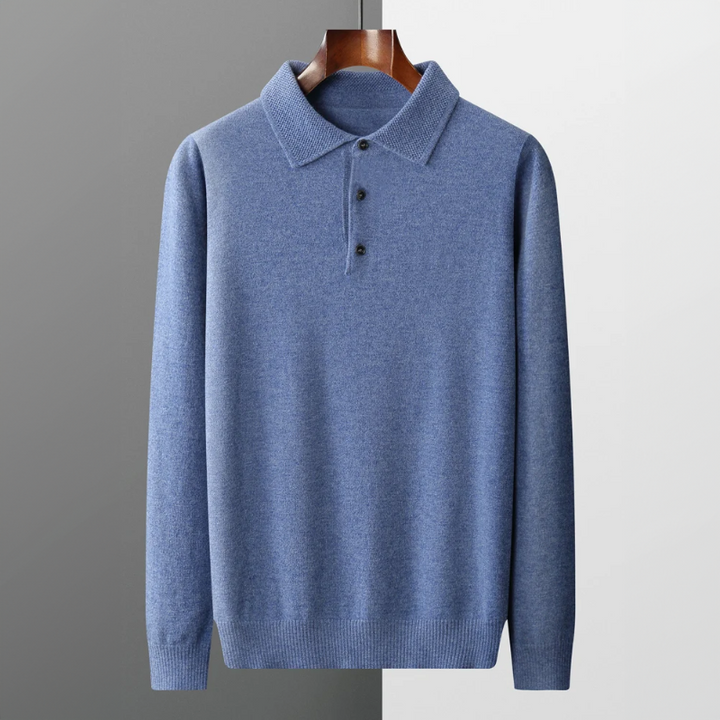 Elegantes Herren-Polo mit langen Ärmeln aus Merinowolle