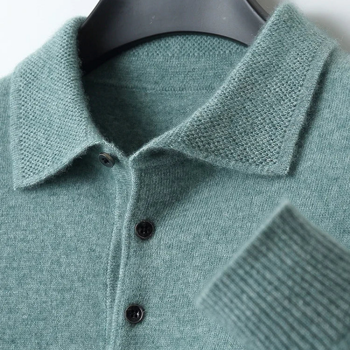 Elegantes Herren-Polo mit langen Ärmeln aus Merinowolle