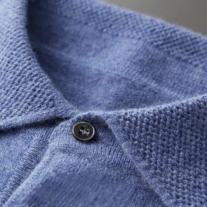 Elegantes Herren-Polo mit langen Ärmeln aus Merinowolle