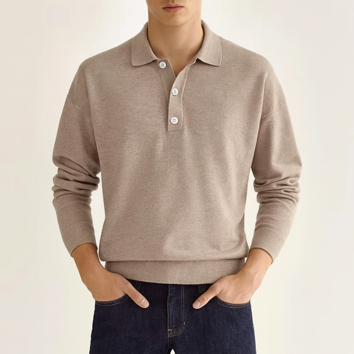 Herren-Polo aus Wolle mit langen Ärmeln