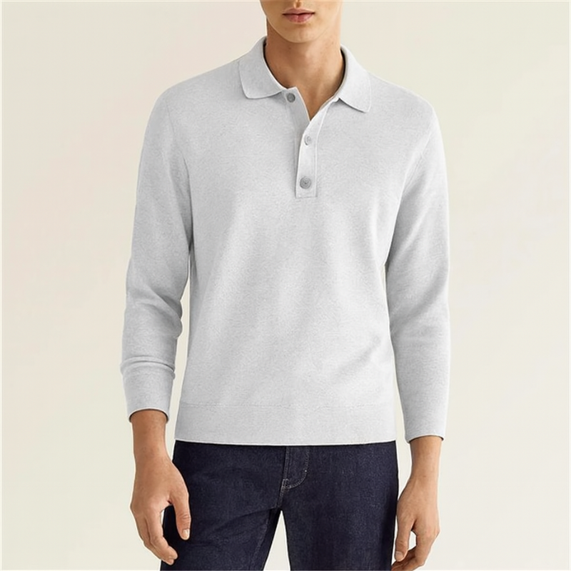Herren-Polo aus Wolle mit langen Ärmeln
