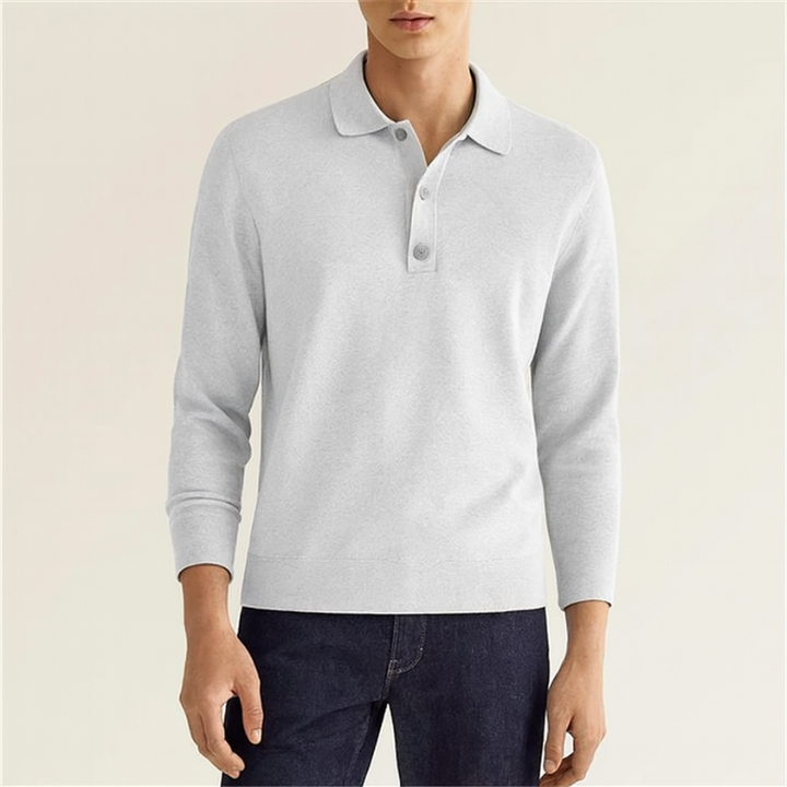 Herren-Polo aus Wolle mit langen Ärmeln