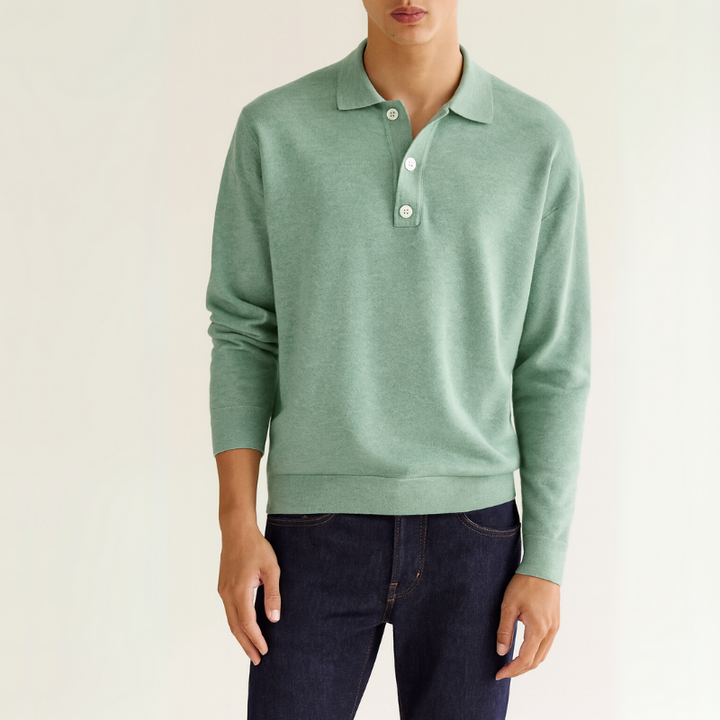 Herren-Polo aus Wolle mit langen Ärmeln