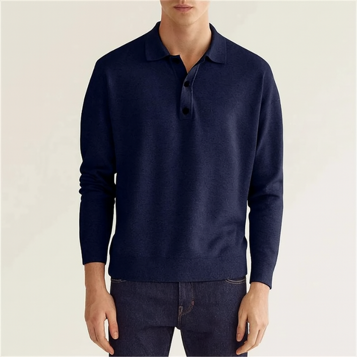 Herren-Polo aus Wolle mit langen Ärmeln