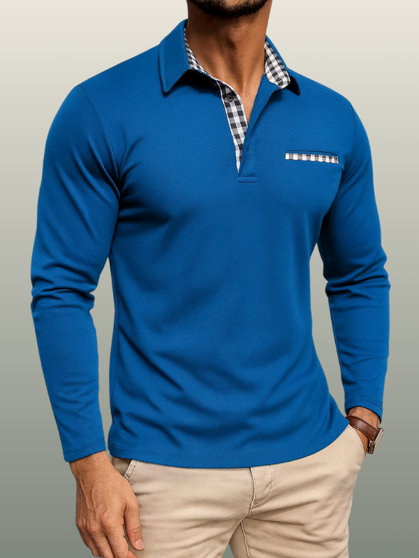 Polo invernale a maniche lunghe da uomo in tessuto raffinato - Design classico